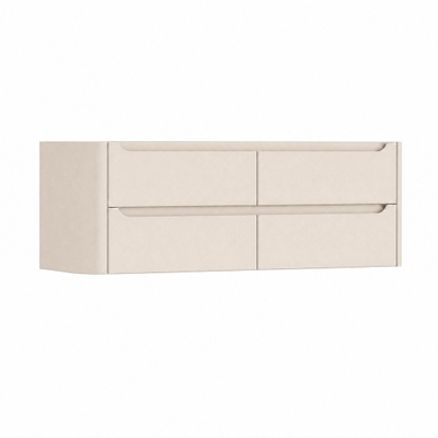 H&R Badmeubelen Juice Wastafelonderkast - 140x45x50cm - linkerhoek afgerond - 4 lades - geïntegreerde greep - Merino