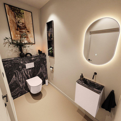 MONDIAZ TURE-DLUX 40cm toiletmeubel Rosee. EDEN wastafel Lava positie rechts. Zonder kraangat.