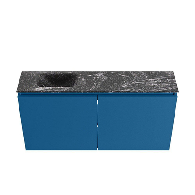 MONDIAZ TURE-DLUX Meuble WC 100cm Jeans. Lavabo EDEN Lava position gauche. Sans trou de robinet.