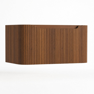 H&R Badmeubelen Juice Wastafelonderkast - 80x45x40cm - afgeronde hoeken - 3D-front - 1 lade - geïntegreerde greep - dark oak