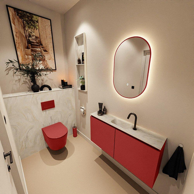 MONDIAZ TURE-DLUX 100cm toiletmeubel Fire. EDEN wastafel Ostra positie midden. Met 1 kraangat.