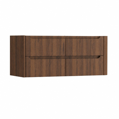 H&R Badmeubelen Juice Wastafelonderkast - 120x45x50cm - rechterhoek afgerond - 4 lades - geïntegreerde greep - dark oak