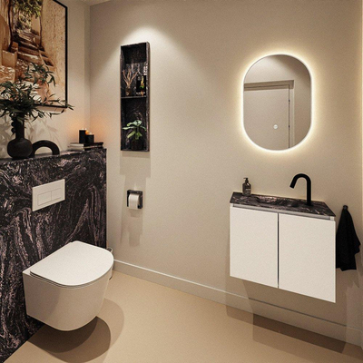 MONDIAZ TURE-DLUX 60cm toiletmeubel Talc. EDEN wastafel Lava positie midden. Met 1 kraangat.