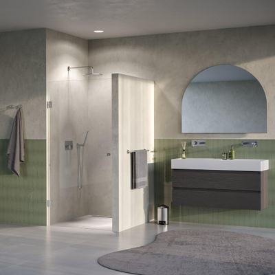 BRAUER Void Carving Porte de niche - 100x200cm - porte battante - revêtement de verre - réversible - verre clair - Acier inoxydable brossé PVD