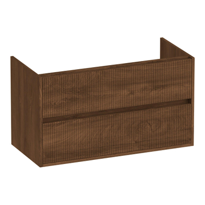 BRAUER Adore Wavy wastafelonderkast 100 2 softclose lades - greeploos - 1 sifon uitsparing - Forest Cacao