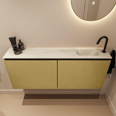 MONDIAZ TURE-DLUX meuble WC 120 cm Oro. EDEN vasque Ostra position à droite. Avec 1 trou de robinet.