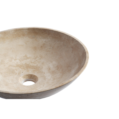 Saniclass Travertine - Waskom 42x42x12cm - rond - gemeleerd natuursteen