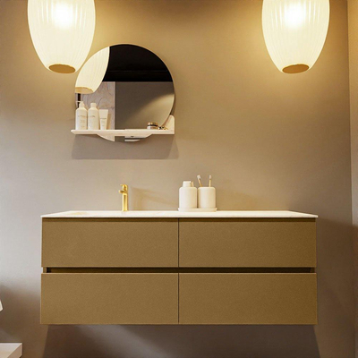 Mondiaz VICA-DLUX ensemble de meuble de salle de bain - 130cm - meuble sous-vasque oro - 4 tiroirs - lavabo encastré cloud gauche - 1 trou de robinet - version haute de 60cm - ostra