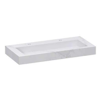 BRAUER Coral wastafel - 100x46x10cm - 1 wasbak - 2 kraangaten - composiet - marmerlook - Calacatta Gold
