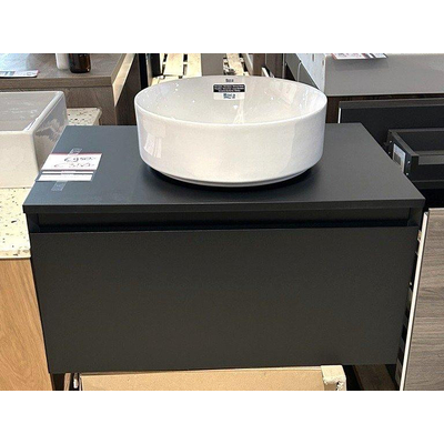 INK Wastafelonderkast - 70x45x35cm - 1 lade - greeploos - 45 graden afwerking rondom - MDF lak zwart mat OUTLETSTORE