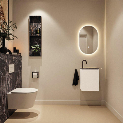 MONDIAZ TURE-DLUX Meuble de toilettes 40 cm Talc. EDEN lavabo Lava position à droite. Avec 1 trou de robinet.