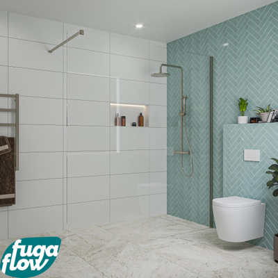 FugaFlow Eccelente Vetro douche à l'italienne salle de bain - 180x200cm - verre clair - bras mural - gunmetal
