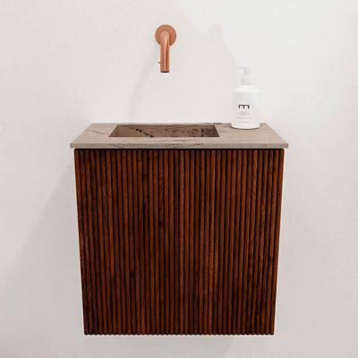 Mondiaz JOYA-DLUX Meuble de toilette 40cm - couleur Ruby - Lavabo FAYE position Gauche Sans trou de robinet couleur Arena