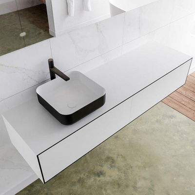 Mondiaz Lagom Meuble salle de bains 160x30.9x45cm Solid Surface Urban 2 tiroirs avec lavabo BINX vasque à poser Gauche 1 trou de robinet