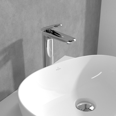 Villeroy & Boch Antao 1 greeps wastafelkraan verhoogd - met push open afvoergarnituur - hoogglans chroom
