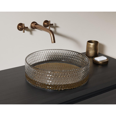 Riho Glamour Vasque à poser - 35.5x35.5x11cm - verre - Gold (or)