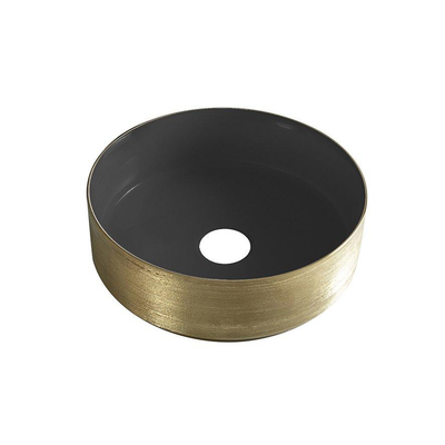 Wiesbaden Mondri Vasque ronde 36 x 36 x 12 cm mat noir/or brossé