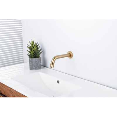 Fortifura Calvi Fonteinkraan - inbouw - uitloop - 19.5cm - inkortbaar - PVD - geborsteld messing (goud)