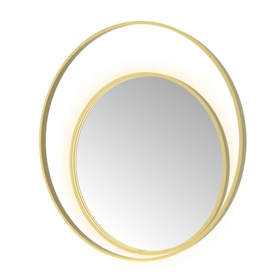 Hotbath &MORE Spiegel Round2 - 100x100cm - direct en indirect LED - spiegelverwarming - dimbaar - met afstandsbediening - PVD - geborsteld messing goud