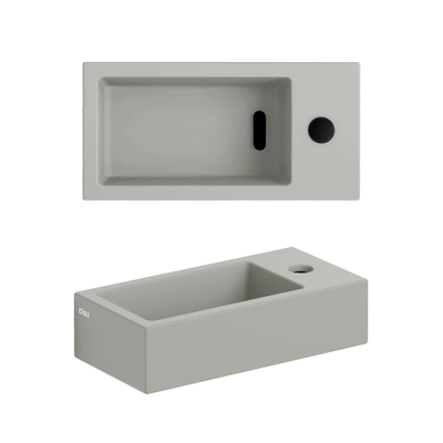 Clou Flush 3 fontein 36x18cm met kraangat rechts mat grijs keramiek