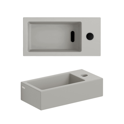 Clou Flush 3 lave-mains 36x18cm avec trou de robinet à droite gris mat céramique