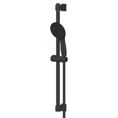 GROHE Vitalio Start 110 Ensemble barre de douche - 60cm - douchette ronde - 2 types de jet - flexible de douche lisse - noir mat