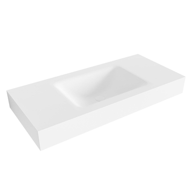 Mondiaz CLOUD Talc Vrijhangende wastafel - 100cm - wasbak midden - rand 12cm - Solid surface Talc