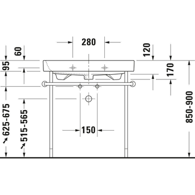 Duravit Happy D.2 Onderstel verstelbaar - 5cm - voor wastafel 231880 - hoogglans chroom