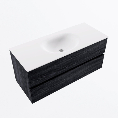 Mondiaz VICA ensemble de meuble de salle de bain - 110cm - meuble sous-vasque Anthracite - 2 tiroirs - lavabo moon milieu - 1 trou de robinet - version haute de 60cm - talc