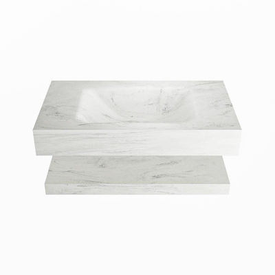 MONDIAZ ALAN - DLUX Badkamermeubelset - 80cm - planchet - Opalo - vrijhangende wastafel - wasbak midden - 0 kraangaten - Opalo
