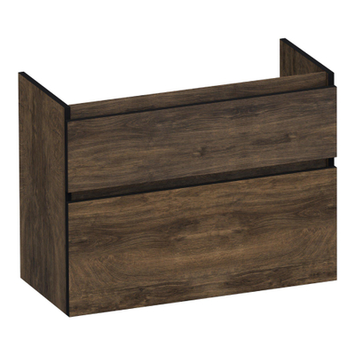 BRAUER Delight Edge wastafelonderkast ondiep 80 2 softclose lades - greeploos - 1 sifon uitsparing - Grove