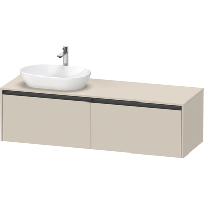 Duravit Ketho 2 meuble sous-lavabo avec plan de console avec 2 tiroirs pour vasque à gauche 160x55x45.9cm avec poignées anthracite taupe super mat
