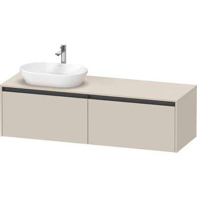 Duravit ketho 2 meuble sous lavabo avec plaque console et 2 tiroirs pour lavabo à gauche 160x55x45.9cm avec poignées anthracite taupe super mat