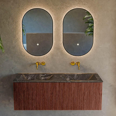 Mondiaz KURVE-DLUX Badkamermeubelset - 120x46x40cm - 1 lade - wastafel solid surface - dubbel - zonder kraangat - Ruby