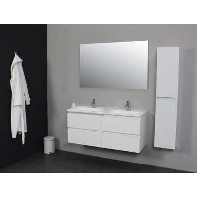 Basic Bella Meuble avec lavabo acrylique 120x55X46cm 2 trous de robinet Blanc brillant