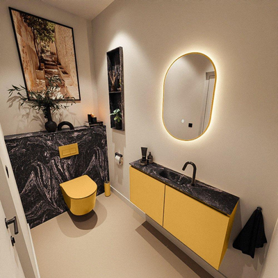 MONDIAZ TURE-DLUX 100cm toiletmeubel Ocher. EDEN wastafel Lava positie midden. Met 1 kraangat.