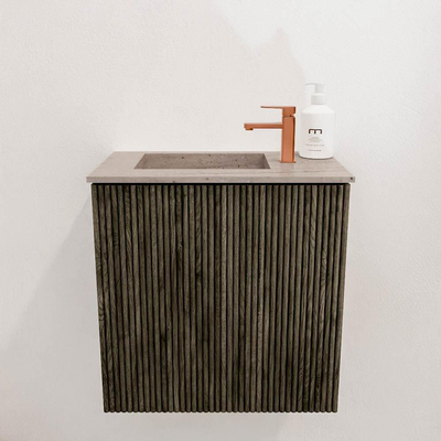 Mondiaz JOYA-DLUX 40cm toiletmeubel - kleur Shadow - Wastafel FAYE positie Links 1 kraangat kleur Saba.