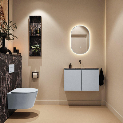 MONDIAZ TURE-DLUX Meuble toilette - 80cm - Clay - EDEN - vasque Lava - position centrale - sans trou de robinet