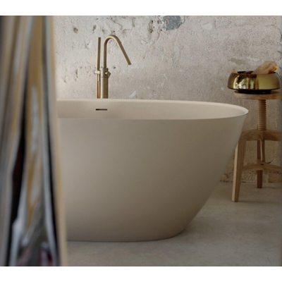 Zeza Element Baignoire îlot- 160x75x60cm - solid surface - crème mat