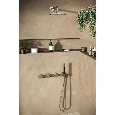 Hotbath Cobber IBS70 Regendoucheset - inbouw - 38.5cm wandarm - 20cm ronde hoofddouche - staafhanddouche - geborsteld nikkel (RVS)
