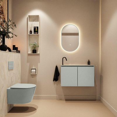 MONDIAZ TURE-DLUX 80cm toiletmeubel Greey. EDEN wastafel Ostra positie links. Met 1 kraangat.