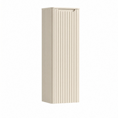 H&R Badmeubelen Juice Hoge kast - 40x35x130cm - met ronde hoeken - 3D-front - 1 deur - rechtsdraaiend - merino
