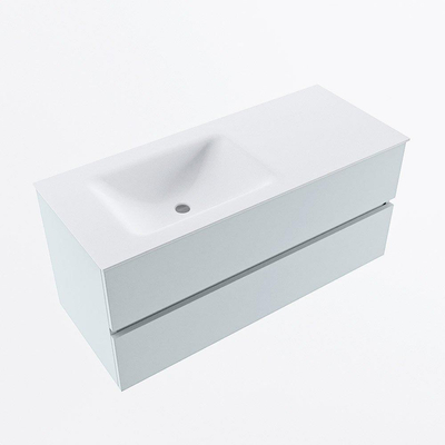 Mondiaz VICA Ensemble de meuble de salle de bain - 110cm - meuble sous-vasque argile - 2 tiroirs - lavabo nuage gauche - 1 trou de robinet - version haute de 60cm - talc