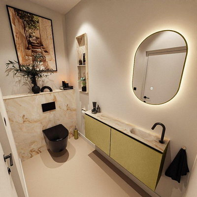 MONDIAZ TURE-DLUX Meuble toilette - 120cm - Oro - EDEN - vasque Frappe - position droite - 1 trou de robinet