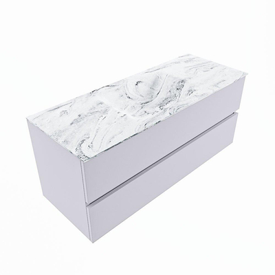 Mondiaz VICA-DLUX ensemble de meuble de salle de bain - 120cm - meuble sous-vasque cale - 2 tiroirs - lavabo encastré cloud milieu - sans trous de robinet - version haute de 60cm - glace