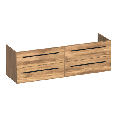BRAUER Trust meuble sous-lavabo 160 sans poignées rapportées 4 tiroirs softclose et 2 découpes pour siphon - Honey