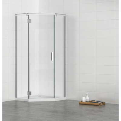 Saniclass Neptune 3231 Cabine de douche 90x90x195cm Pentagone Profilé chrome et Verre transparent