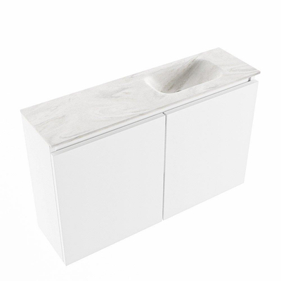 MONDIAZ TURE-DLUX 80cm toiletmeubel Talc. EDEN wastafel Ostra positie rechts. Met 1 kraangat.