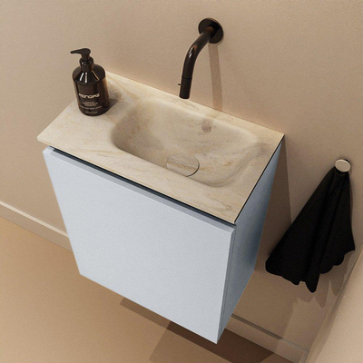 MONDIAZ TURE-DLUX meuble WC 40 cm Clay. Lavabo EDEN Ostra position droite. Sans trou de robinet.