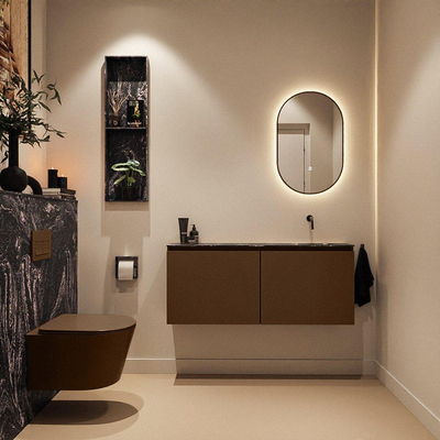 MONDIAZ TURE-DLUX 120cm toiletmeubel Rust. EDEN wastafel Lava positie rechts. Zonder kraangat.